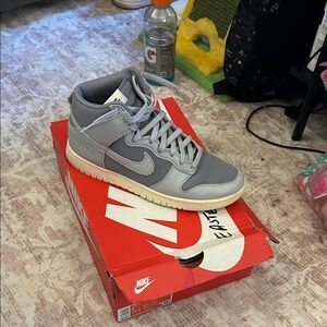 Nike Gray and White High-Top Sneakers